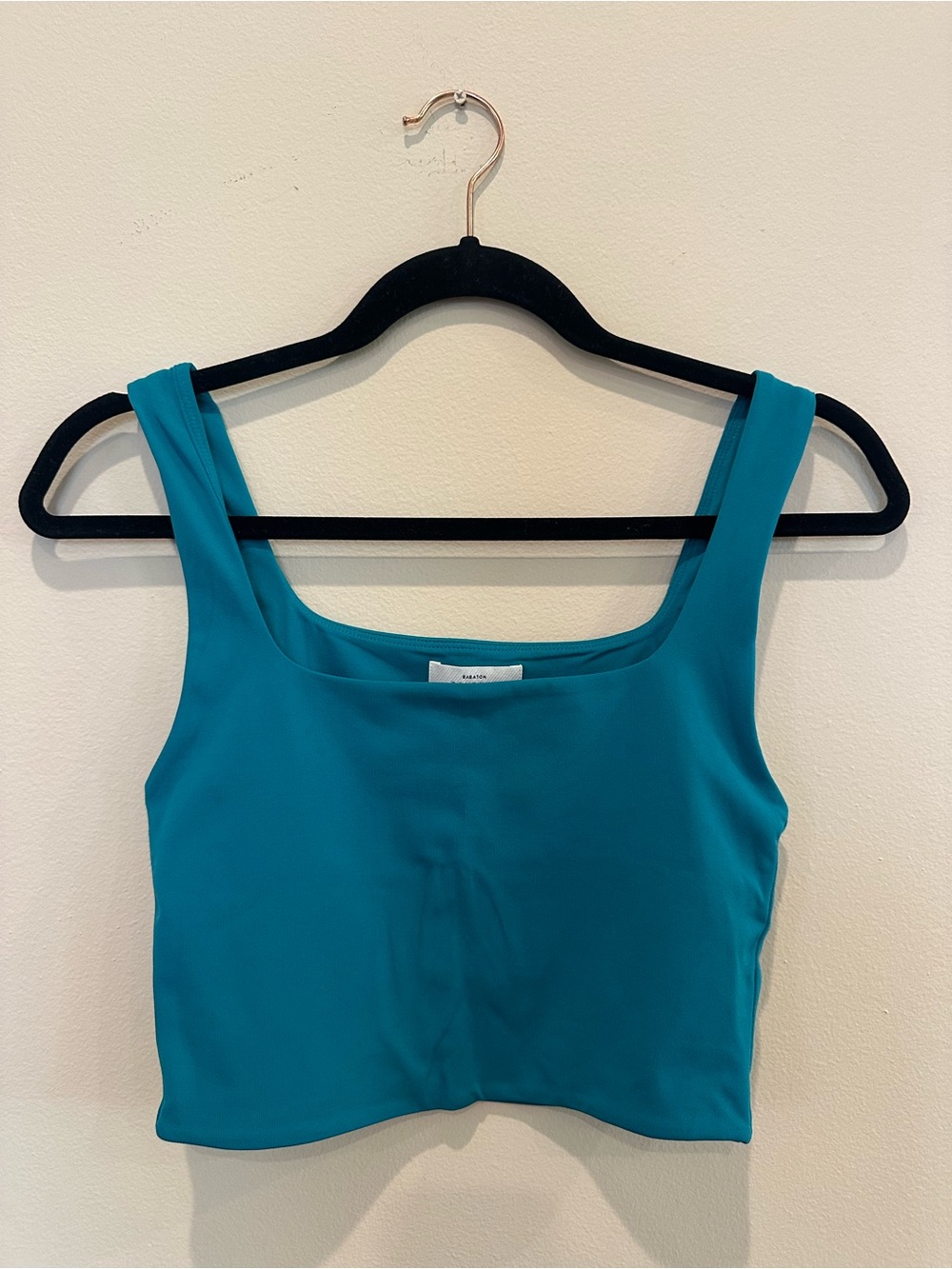 Babaton Teal Square-Neck Crop Top